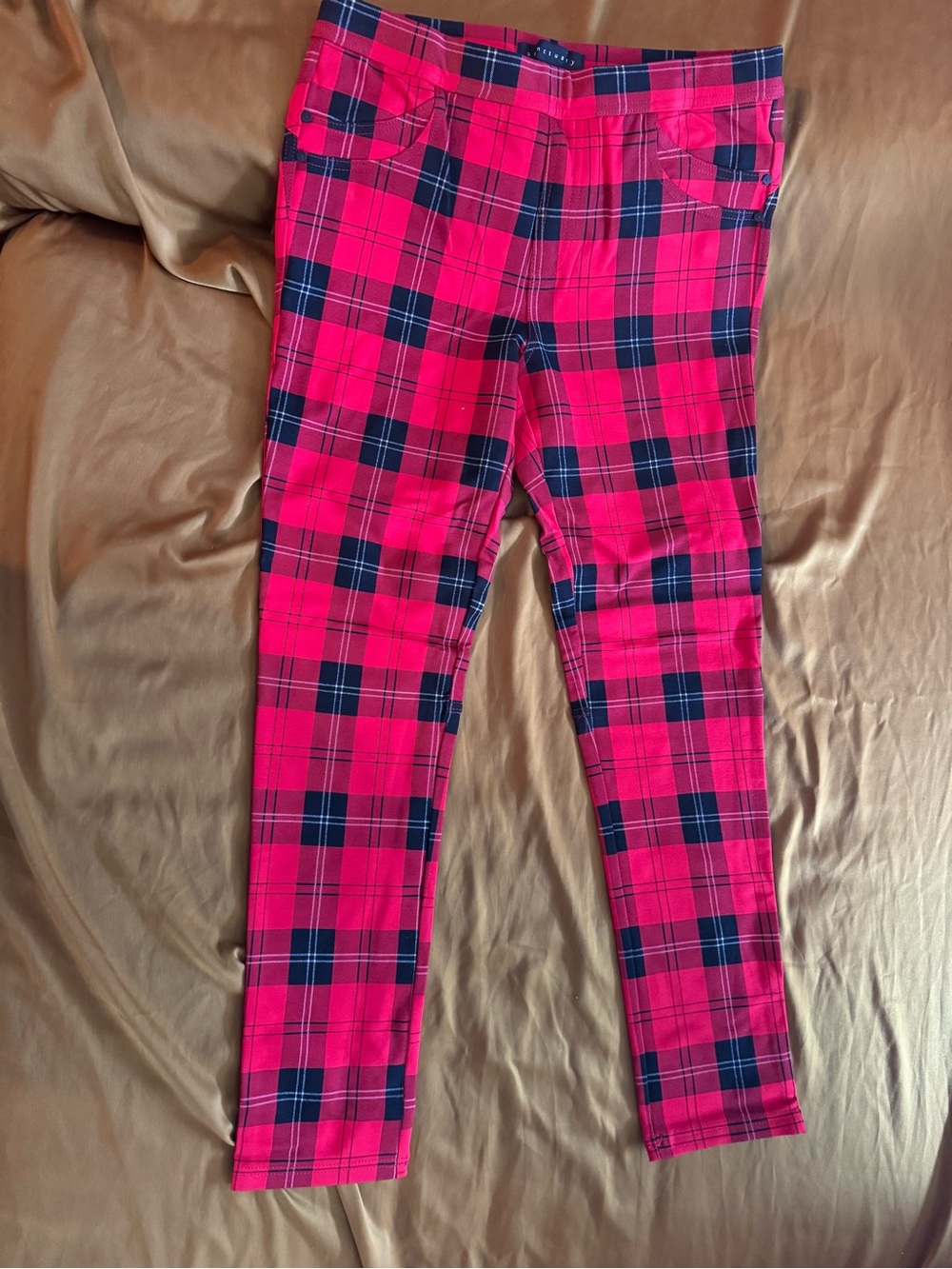 Sanctuary Red and Black Plaid Leggings